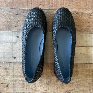 Robert Zur Ria Leather Weave Slip On Shoes Size 7 BLACK